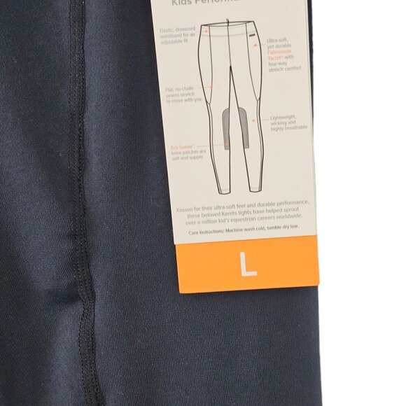 Kerrits Kids Knee Patch Performance Tights Black Size Large Equestrian NWT - Picture 10 of 10